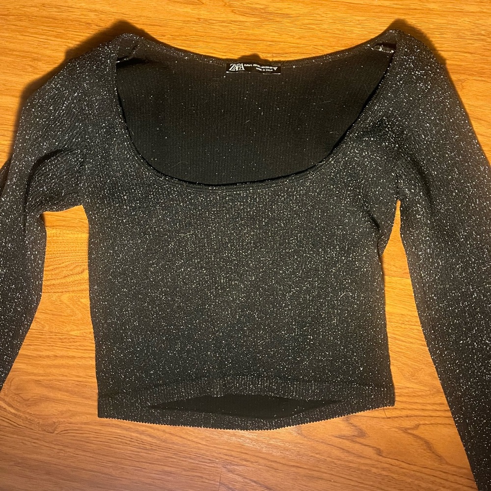 Zara Black Glittery Long Sleeve